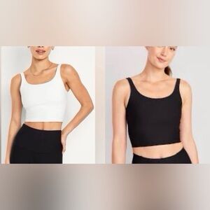 Old Navy PowerSoft Longline Sports Bra Bundle / Lot of 2 White & Black Medium M